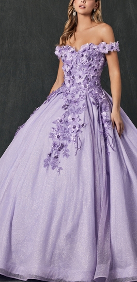 Purple lilac,emerald, blush, new long floral tulle dress with lace up back - Picture 1 of 8